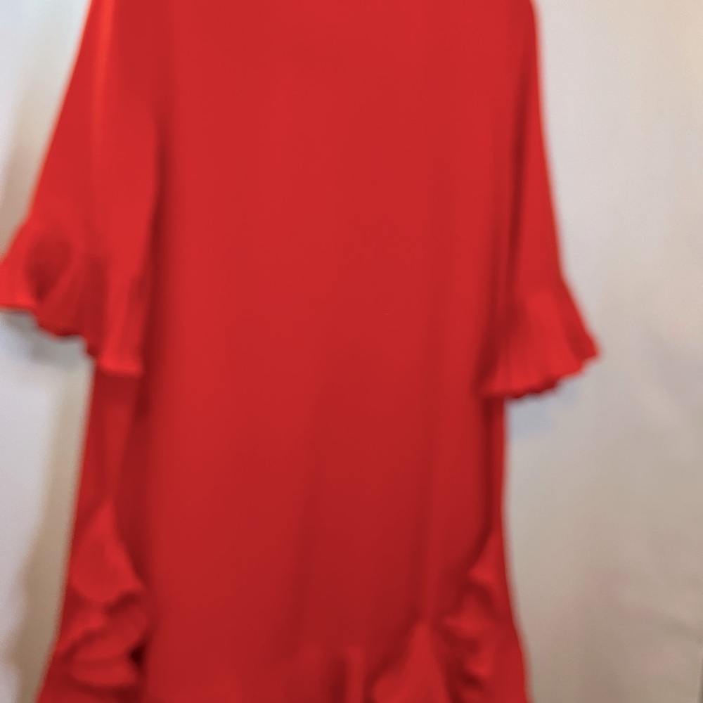 Josie’s beautiful red ruffle dress. Chiffon material generous small size.